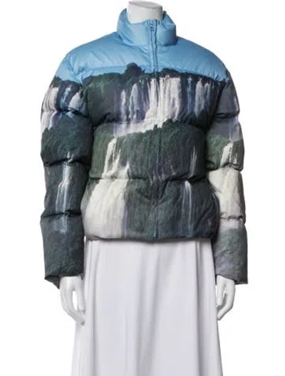 Pre-owned Paloma Wool Graphic Print Down Jacket In Blue