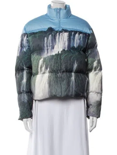 Pre-owned Paloma Wool Graphic Print Down Jacket In Blue