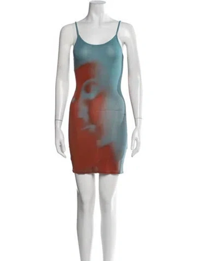 Pre-owned Paloma Wool Graphic Print Mini Dress In Blue