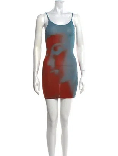 Pre-owned Paloma Wool Graphic Print Mini Dress In Blue