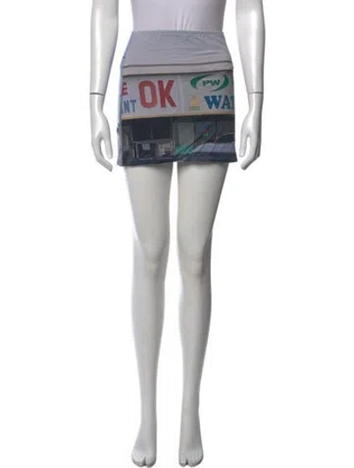 Pre-owned Paloma Wool Graphic Print Mini Skirt In Grey