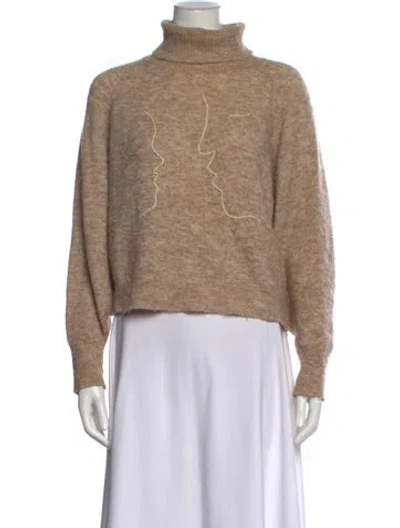 Pre-owned Paloma Wool Graphic Print Turtleneck Sweater In Neutrals