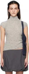 Paloma Wool Husk Mock Neck Cap Sleeve Alpaca Blend Sweater In 204 Grey