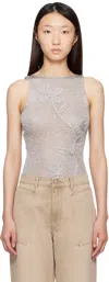 Paloma Wool Floral-embroidered Knitted Top In Gray