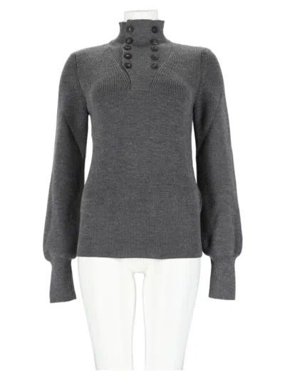 Paloma Wool Grey Buttoned High Neck Merino Wool Sweater In Multi