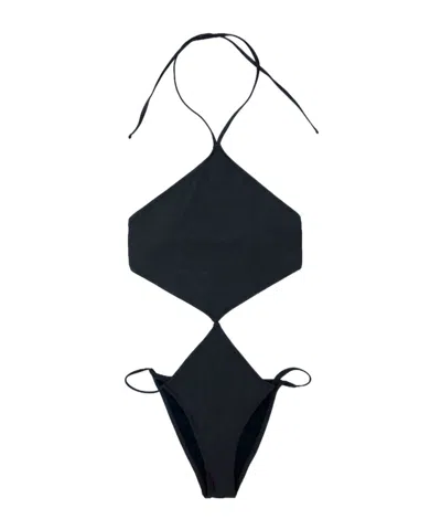 Paloma Wool Halter Neck Tie Swimsuit In Black