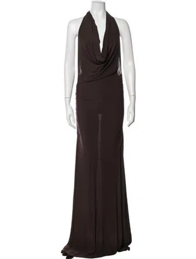 Pre-owned Paloma Wool Halterneck Long Dress In Brown