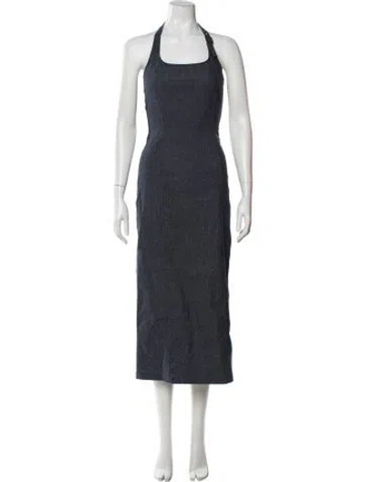 Pre-owned Paloma Wool Halterneck Midi Length Dress W/ Tags In Blue