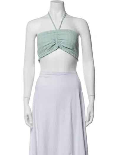 Pre-owned Paloma Wool Halterneck Sleeveless Crop Top In Blue