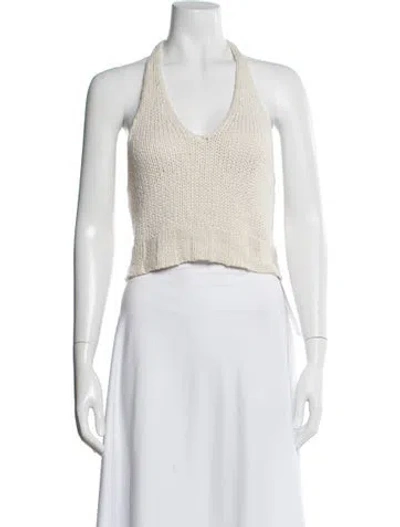 Pre-owned Paloma Wool Halterneck Sleeveless Crop Top In Orange