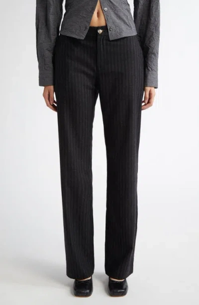 Paloma Wool Hina Stripe Wool Blend Pants In Grey
