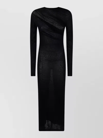 Paloma Wool Jojo Sheer Long Sleeve Draped Dress In Black
