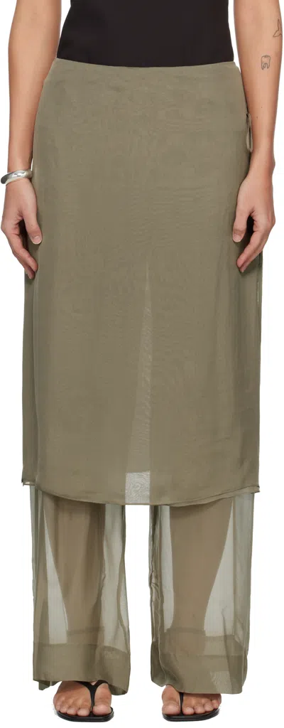 Paloma Wool Khaki Low Silk Archive Trousers In Green