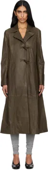 Paloma Wool Khaki Nolan Leather Coat In Green
