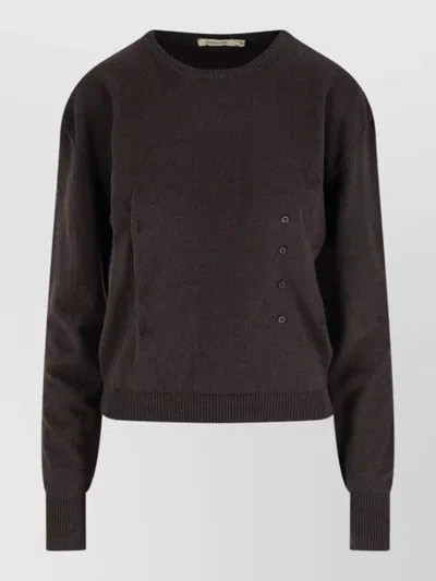 Paloma Wool Knit Sweater Crew Neck Button Detail In Brown