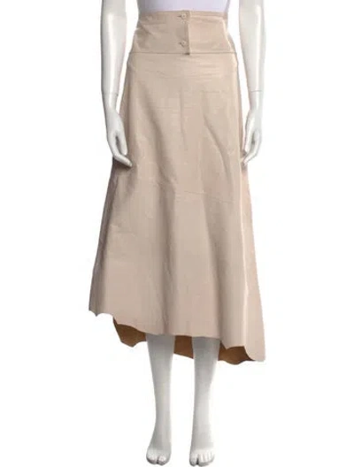 Pre-owned Paloma Wool Lamb Leather Midi Length Skirt In Neutral