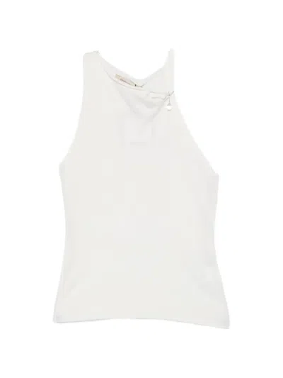 Paloma Wool Lani Asymmetric-neck Knitted Top In Neutral