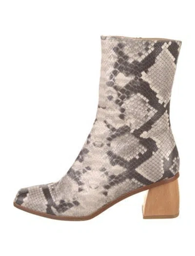 Pre-owned Paloma Wool Leather Animal Print Boots In Neutrals