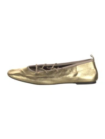 Pre-owned Paloma Wool Leather Ballet Flats In Gold/metallic
