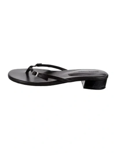 Pre-owned Paloma Wool Leather Flip Flops In Black