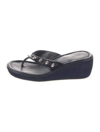 Pre-owned Paloma Wool Leather Flip Flops In Blue