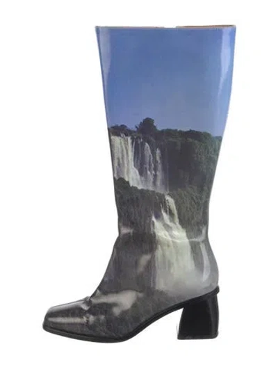 Pre-owned Paloma Wool Leather Graphic Print Boots In Blue