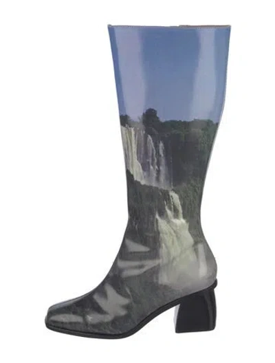 Pre-owned Paloma Wool Leather Graphic Print Boots In Blue