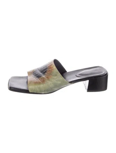 Pre-owned Paloma Wool Leather Graphic Print Slides In Blue