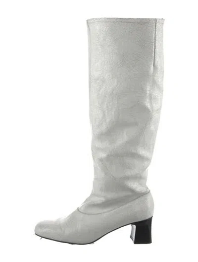 Pre-owned Paloma Wool Leather Riding Boots In White