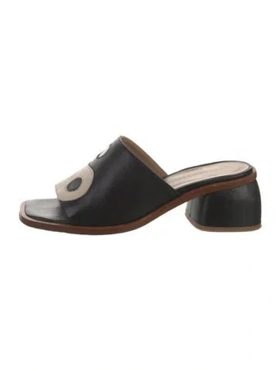 Pre-owned Paloma Wool Leather Slides In Black
