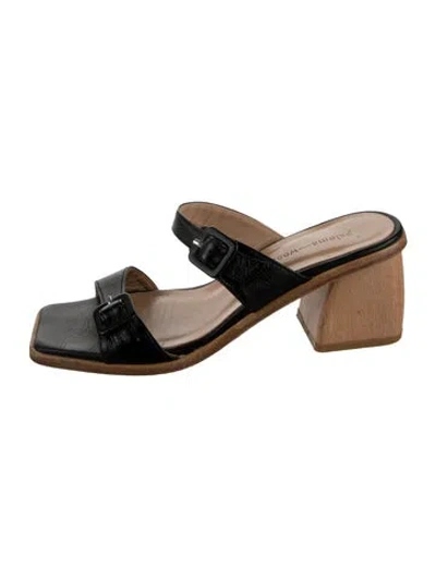 Pre-owned Paloma Wool Leather Slides In Black