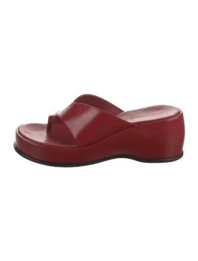 Pre-owned Paloma Wool Leather Slides In Red