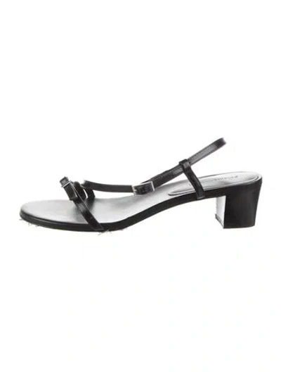 Pre-owned Paloma Wool Leather Slingback Sandals In Black