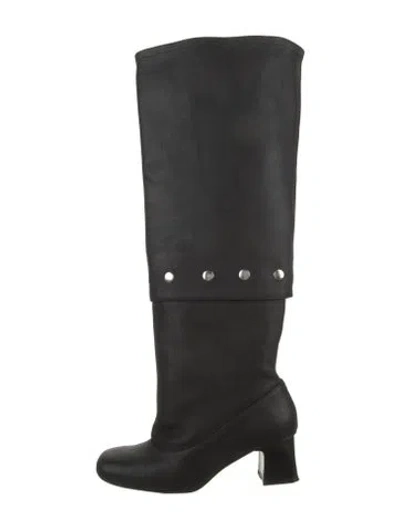 Pre-owned Paloma Wool Leather Studded Accents Boots In Black