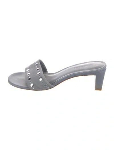 Pre-owned Paloma Wool Leather Studded Accents Slides In Grey
