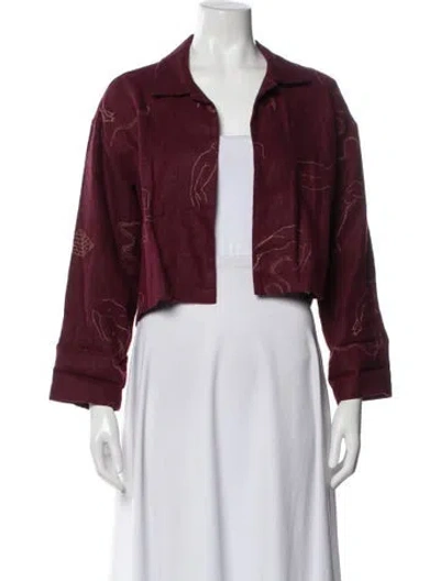 Pre-owned Paloma Wool Linen Bolero In Burgundy