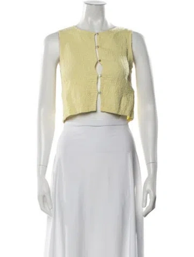 Pre-owned Paloma Wool Linen Crew Neck Crop Top In Yellow