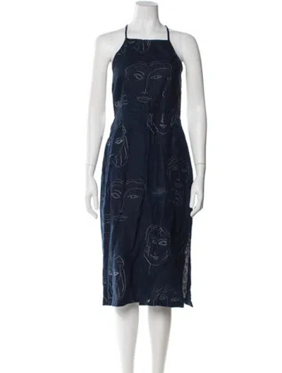 Pre-owned Paloma Wool Linen Knee-length Dress In Blue