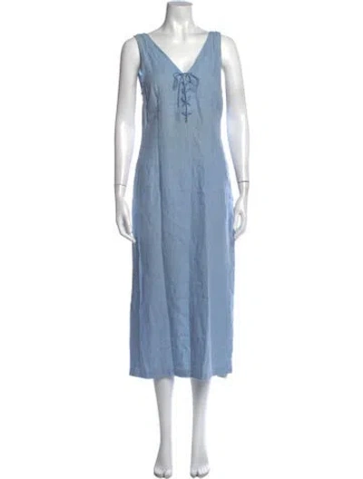 Pre-owned Paloma Wool Linen Long Dress In Blue