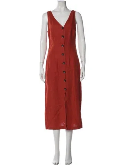 Pre-owned Paloma Wool Linen Long Dress In Brown