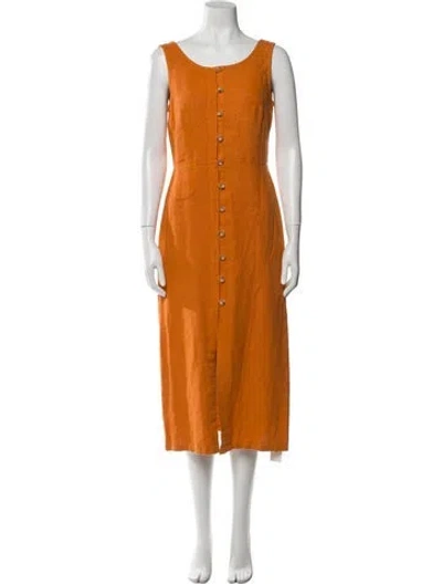 Pre-owned Paloma Wool Linen Long Dress In Orange