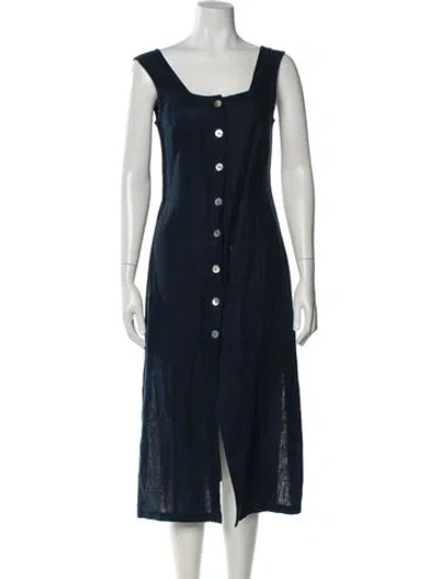 Pre-owned Paloma Wool Linen Midi Length Dress In Blue