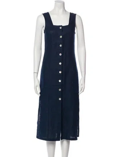 Pre-owned Paloma Wool Linen Midi Length Dress In Blue