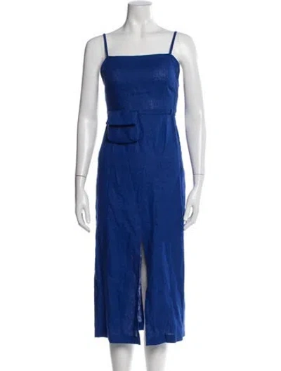 Pre-owned Paloma Wool Linen Midi Length Dress In Blue