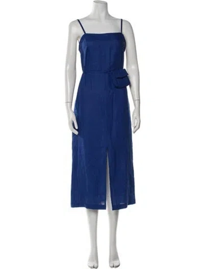 Pre-owned Paloma Wool Linen Midi Length Dress In Blue
