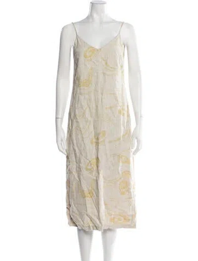 Pre-owned Paloma Wool Linen Midi Length Dress In Neutrals