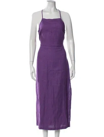 Pre-owned Paloma Wool Linen Midi Length Dress In Purple