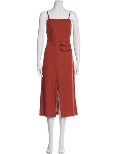 Pre-owned Paloma Wool Linen Midi Length Dress In Red