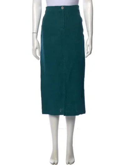 Pre-owned Paloma Wool Linen Midi Length Skirt In Green