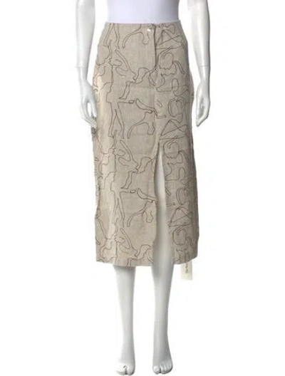Pre-owned Paloma Wool Linen Midi Length Skirt In Neutral